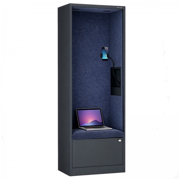 Kabina akustyczna z siedziskiem Sally MentalBox, 60 x 40 x 185 cm, antracyt/granatowy