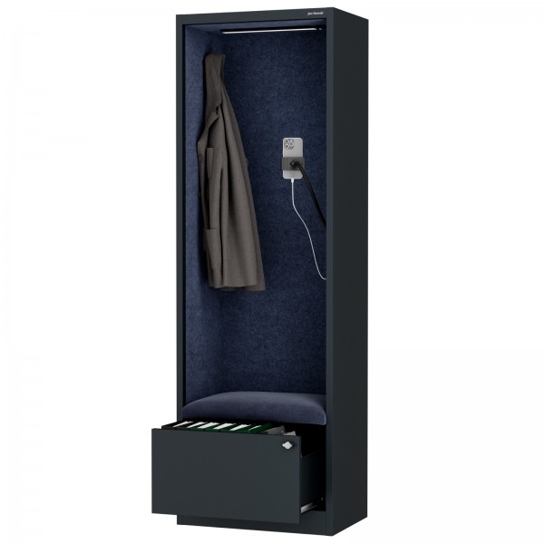 Kabina akustyczna z siedziskiem Sally MentalBox, 60 x 40 x 185 cm, antracyt/granatowy