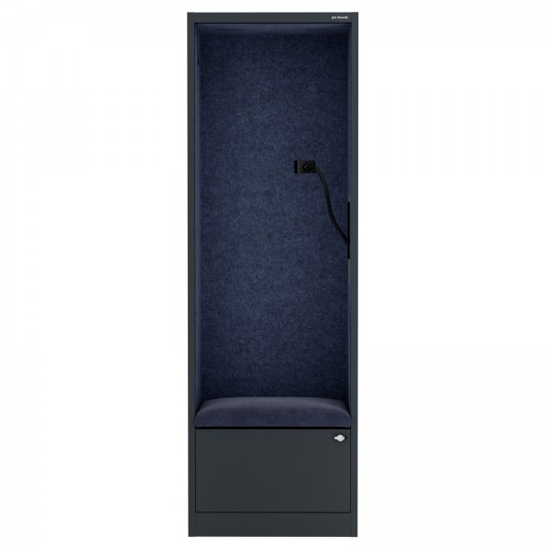 Kabina akustyczna z siedziskiem Sally MentalBox, 60 x 40 x 185 cm, antracyt/granatowy