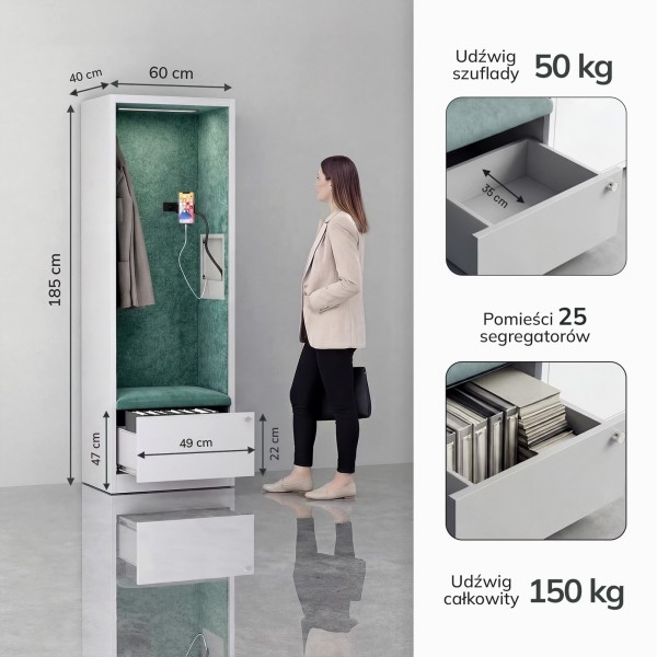 Kabina akustyczna z siedziskiem Sally MentalBox, 60 x 40 x 185 cm, antracyt/ciemnoszary