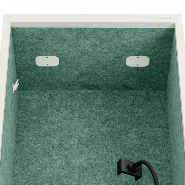 Kabina akustyczna z siedziskiem Sally MentalBox, 60 x 40 x 185 cm, biały/zielony