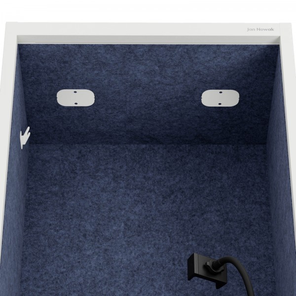 Kabina akustyczna z siedziskiem Sally MentalBox, 60 x 40 x 185 cm, biały/granatowy