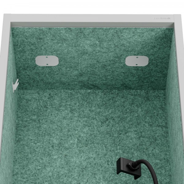 Kabina akustyczna z siedziskiem Sally MentalBox, 60 x 40 x 185 cm, szary/zielony