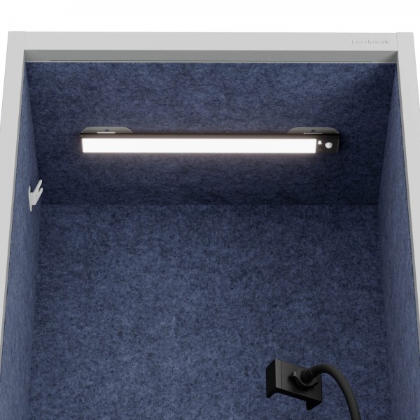 Kabina akustyczna z siedziskiem Sally MentalBox, 60 x 40 x 185 cm, szary/granatowy
