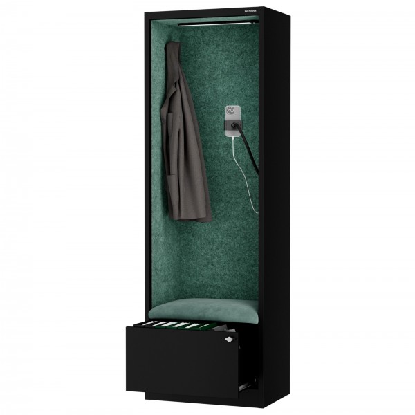 Kabina akustyczna z siedziskiem Sally MentalBox, 60 x 40 x 185 cm, czarny/zielony