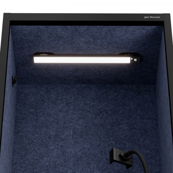 Kabina akustyczna z siedziskiem Sally MentalBox, 60 x 40 x 185 cm, czarny/granatowy