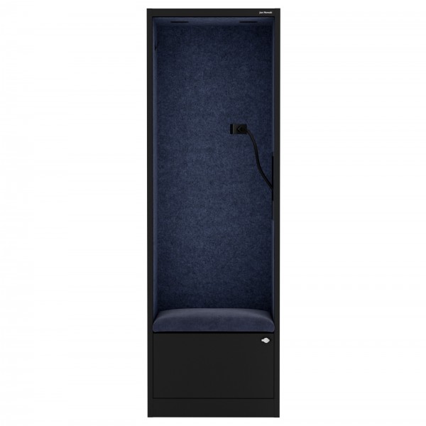 Kabina akustyczna z siedziskiem Sally MentalBox, 60 x 40 x 185 cm, czarny/granatowy