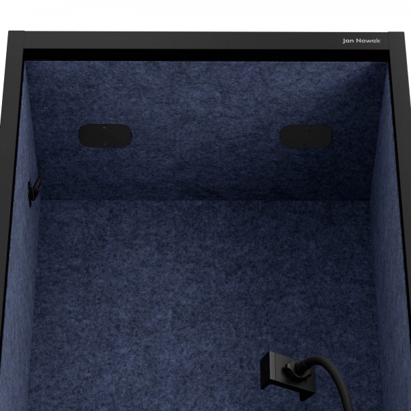 Kabina akustyczna z siedziskiem Sally MentalBox, 60 x 40 x 185 cm, czarny/granatowy