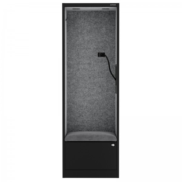 Kabina akustyczna z siedziskiem Sally MentalBox, 60 x 40 x 185 cm, czarny/szary