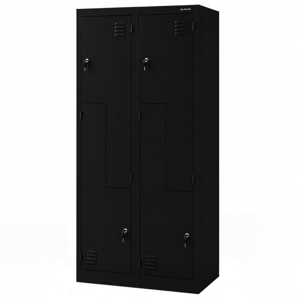 Szafa socjalna czterokomorowa typu L Julia, 80x45x185 cm, czarna