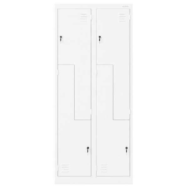Szafa socjalna czterokomorowa typu L Julia, 80x45x185 cm, biała