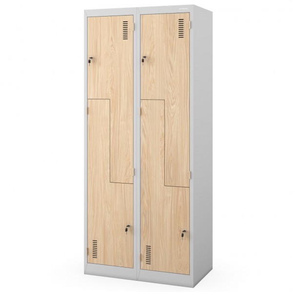 Szafa socjalna czterokomorowa Eco Design Julia, 80x45x185 cm, szary/dąb sonoma