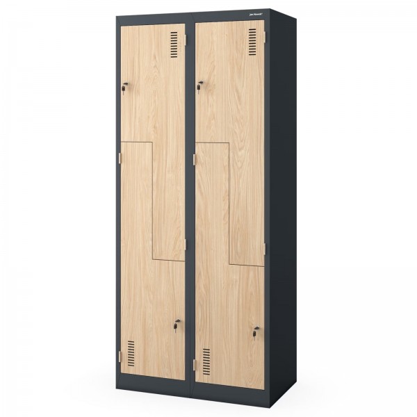Szafa socjalna czterokomorowa Eco Design Julia, 80x45x185 cm, antracyt/dąb sonoma
