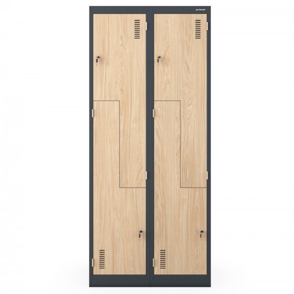 Szafa socjalna czterokomorowa Eco Design Julia, 80x45x185 cm, antracyt/dąb sonoma