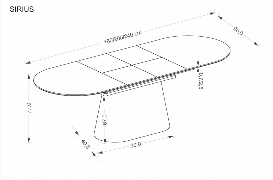 Stół rozkładany 160-240 cm Sirius Halmar z blatem ze spieku
