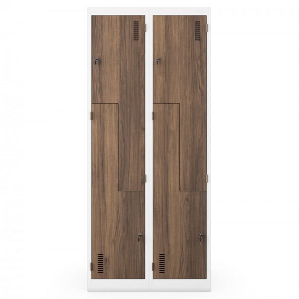 Szafa socjalna czterokomorowa Eco Design Julia, 80x45x185 cm, biały/orzech