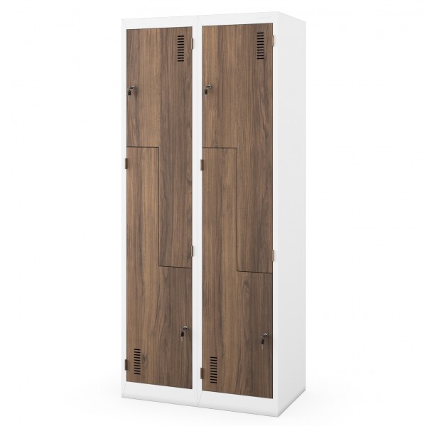 Szafa socjalna czterokomorowa Eco Design Julia, 80x45x185 cm, biały/orzech