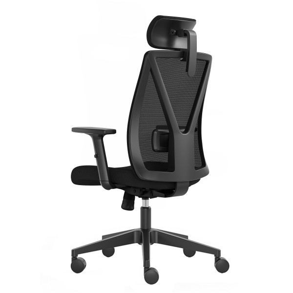 Fotel biurowy ergonomiczny Diplo z zagłówkiem, zgodny z normą BHP