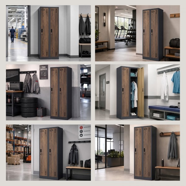 Szafa BHP wąska 60x50x180 cm Eco Design Kacper 2, antracyt/orzech
