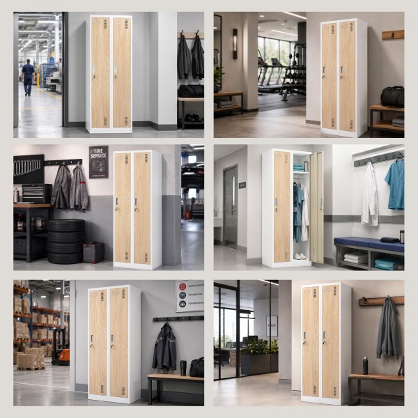 Szafa BHP wąska 60x50x180 cm Eco Design Kacper 2, biały/dąb sonoma
