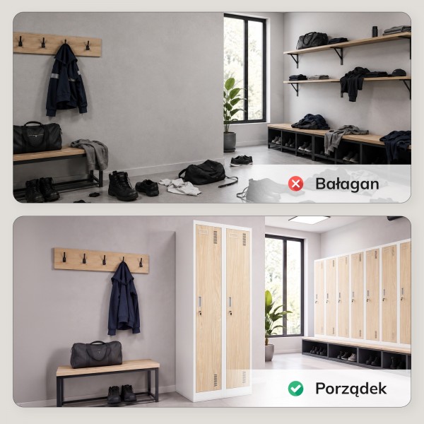 Szafa BHP wąska 60x50x180 cm Eco Design Kacper 2, biały/dąb sonoma