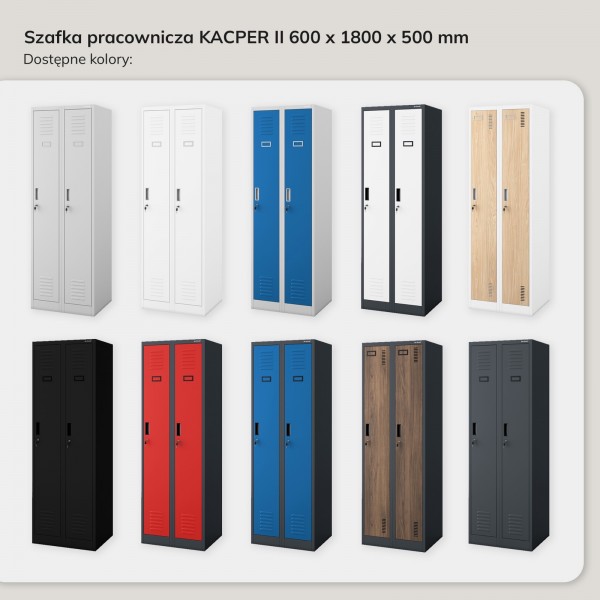 Szafa BHP wąska 60x50x180 cm Eco Design Kacper 2, biały/dąb sonoma