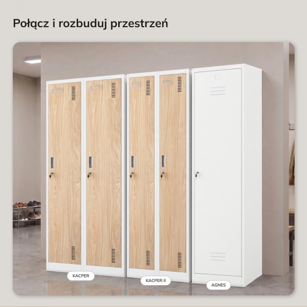Szafa BHP wąska 60x50x180 cm Eco Design Kacper 2, biały/dąb sonoma