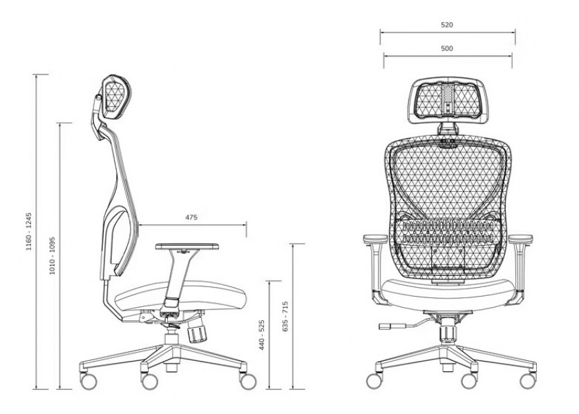 Fotel biurowy siateczkowy Orbit z zagłówkiem, czarny