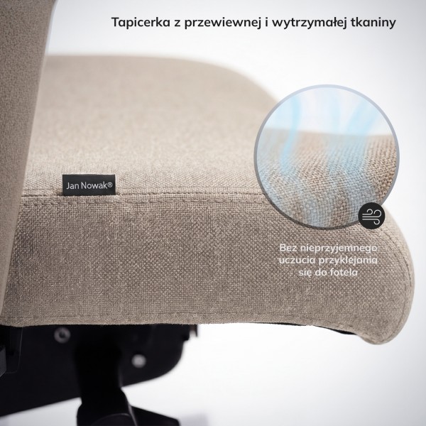 Regulowany fotel biurowy do pracy przy komputerze Vector, jasnobeżowa tkanina