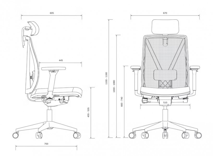 Regulowany fotel biurowy do pracy przy komputerze Vector, szara tkanina