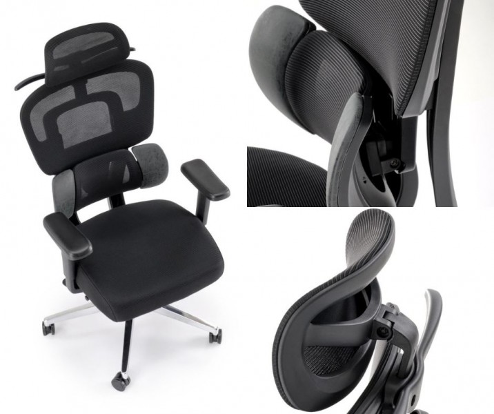 Fotel biurowy ergonomiczny Booster Halmar z regulowanym zagłówkiem