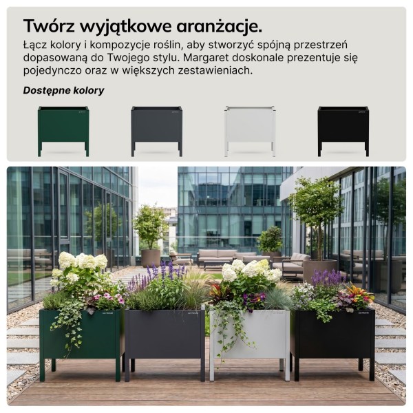 Metalowa donica ogrodowa - osłona Daisy mała, 40 × 25 × 35 cm, szara
