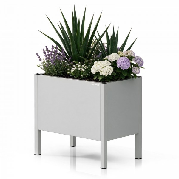 Metalowa donica ogrodowa - osłona Daisy mała, 40 × 25 × 35 cm, szara