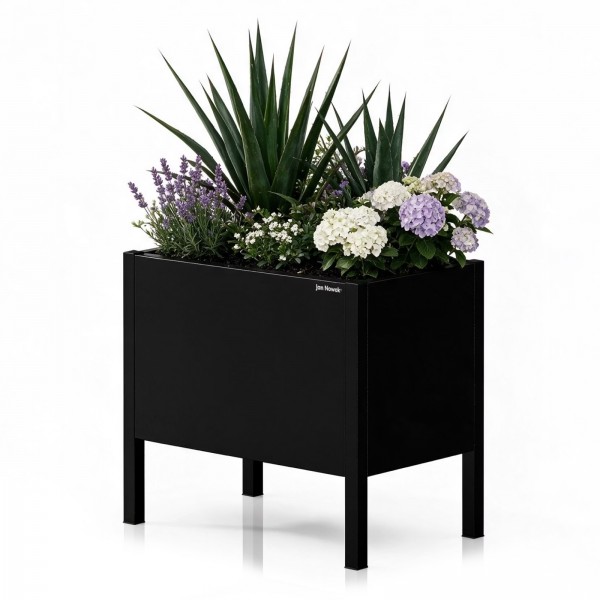 Metalowa donica ogrodowa - osłona Daisy mała, 40 × 25 × 35 cm, czarna