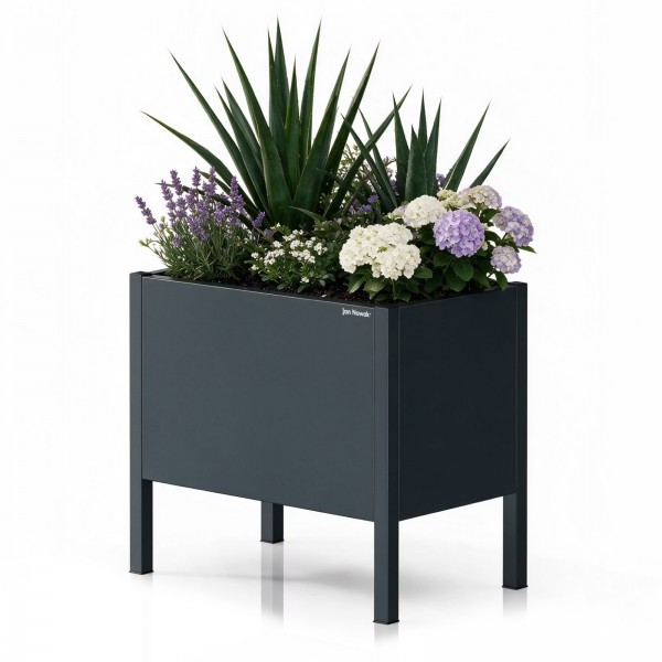 Metalowa donica ogrodowa - osłona Daisy mała, 40 × 25 × 35 cm, antracyt