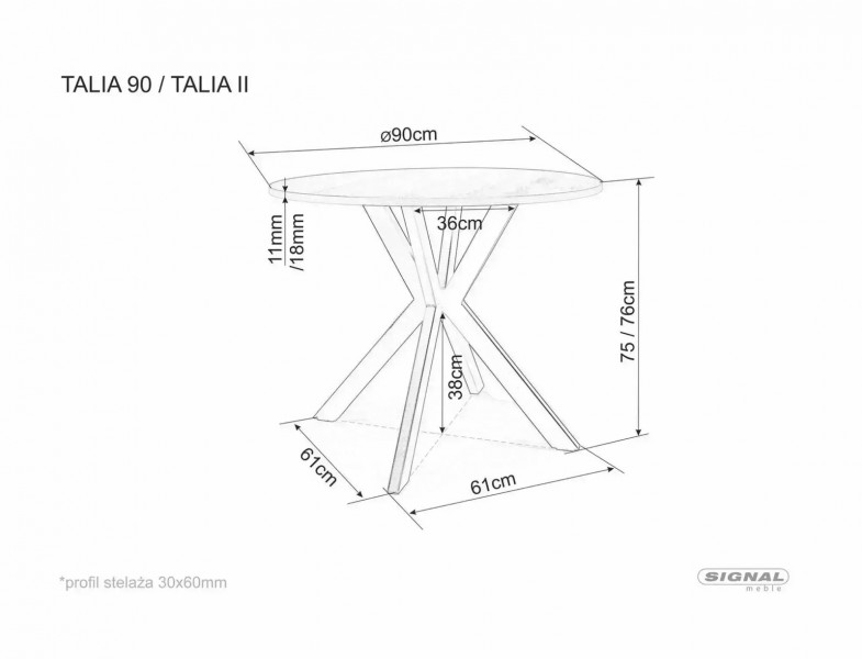 Okrągły stół Talia 90 Signal, trawertyn / kaszmir