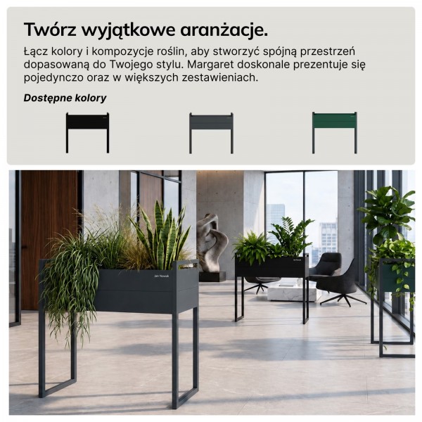 Wysoka donica zewnętrzna - osłona na rośliny Margaret H, 100 x 38 x 100 cm, kolor butelkowa zieleń