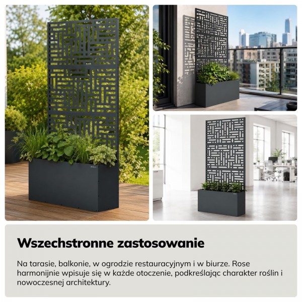 Metalowa pergola z donicą Rose 90 × 30 × 180 cm, kolor antracyt
