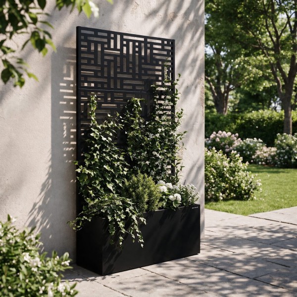 Metalowa pergola z donicą Rose 90 × 30 × 180 cm, kolor czarny