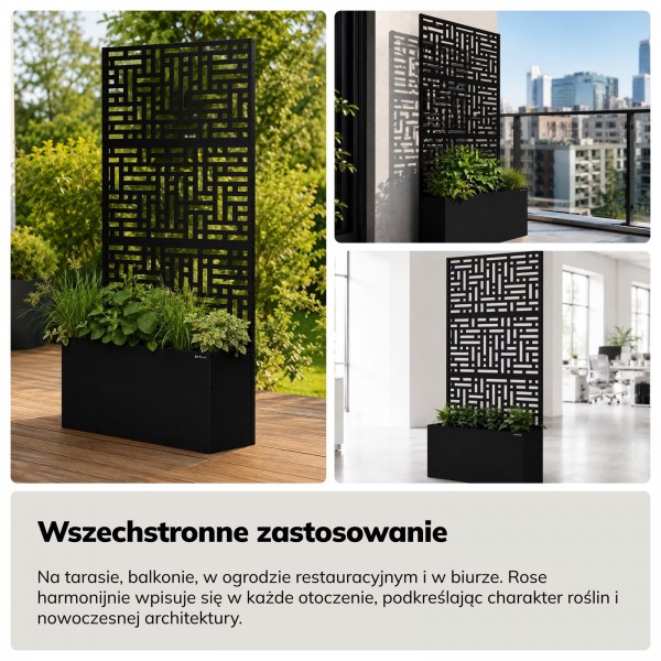 Metalowa pergola z donicą Rose 90 × 30 × 180 cm, kolor czarny