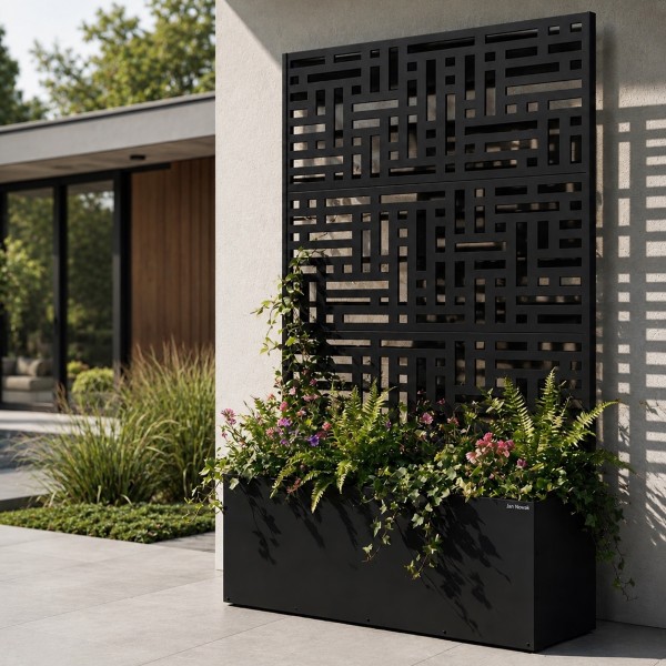 Pergola ogrodowa metalowa z donicą Rose 120 × 30 × 180 cm, kolor czarny