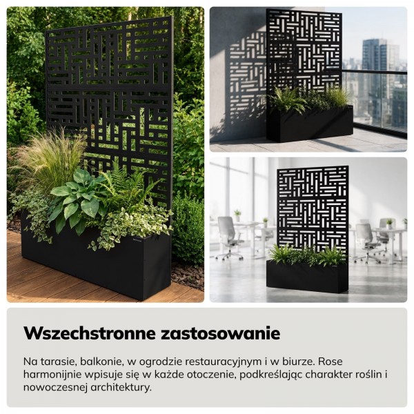 Pergola ogrodowa metalowa z donicą Rose 120 × 30 × 180 cm, kolor czarny