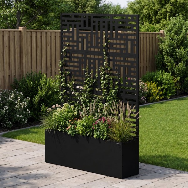 Pergola ogrodowa metalowa z donicą Rose 120 × 30 × 180 cm, kolor czarny