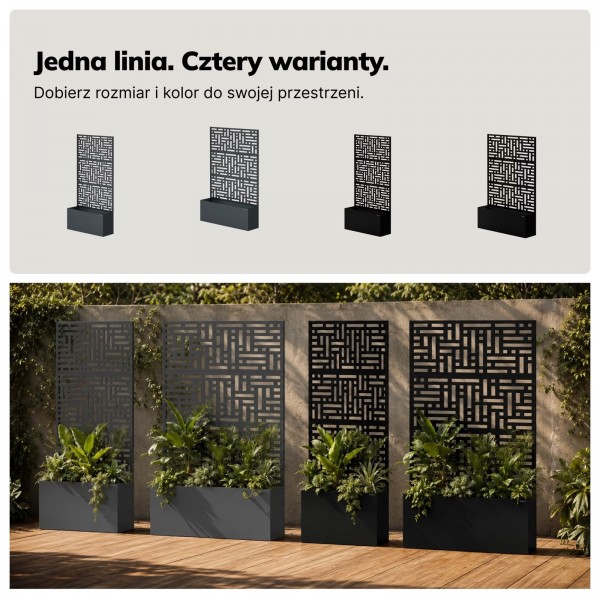 Pergola ogrodowa metalowa z donicą Rose 120 × 30 × 180 cm, kolor czarny
