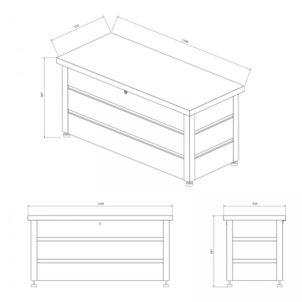 Metalowa skrzynia ogrodowa Carrie 360 litrów, 119 × 58 × 52 cm, kolor antracyt