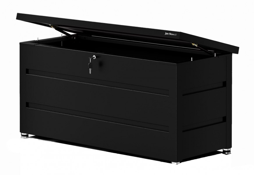 Metalowa skrzynia ogrodowa Carrie 360 litrów, 119 × 58 × 52 cm, kolor czarny