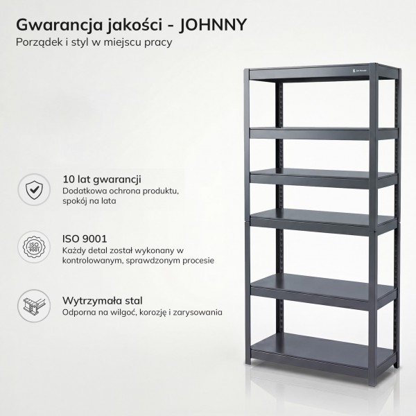 Regał metalowy Johnny antracyt, 80 x 42 x 180 cm do garażu, warsztatu i magazynu