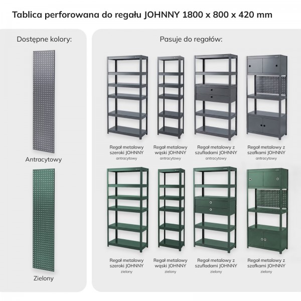 Zestaw 2 perforowanych tablic bocznych Johnny, antracyt