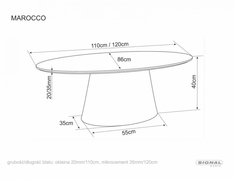 Minimalistyczna ława z mikrocementu Marocco Signal