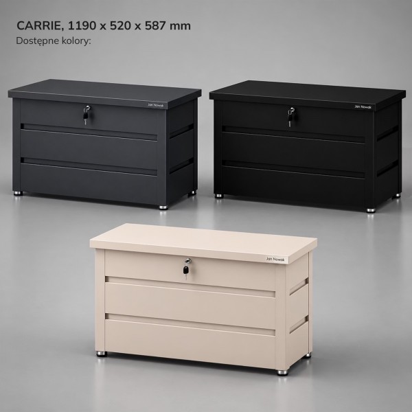 Metalowa skrzynia ogrodowa Carrie 360 litrów, 119 × 58 × 52 cm, kolor beżowy